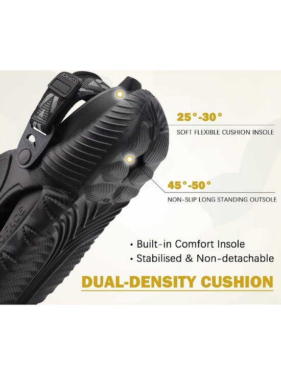 Men\'s All Black Orthopaedic Mules Recovery Sandals Summer Fascistic Casual